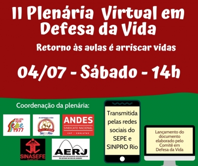 Plen&aacute;ria Virtual neste s&aacute;bado (4) re&uacute;ne entidades em defesa da vida na pandemia