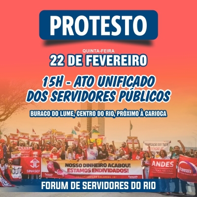 Fórum de Servidores do Rio convoca para ato unificado do funcionalismo na quinta (22)