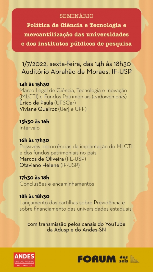 Semin&aacute;rios do Andes-SN est&atilde;o abertos &agrave; participa&ccedil;&atilde;o dos e das docentes da UFF