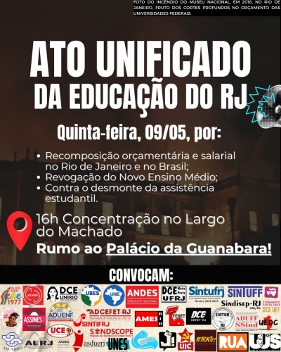 9 de Maio | Dia Nacional de Luta da Educação Federal terá ato unificado no RJ