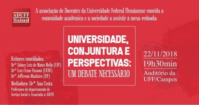 UFF em Campos dos Goytacazes realiza debate sobre Conjuntura e Universidade na quinta (22)