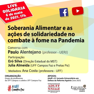 Professores e coletivo &ldquo;UFF Campos Faz&rdquo; realizam live solid&aacute;ria nesta quinta (06), &agrave;s 17h