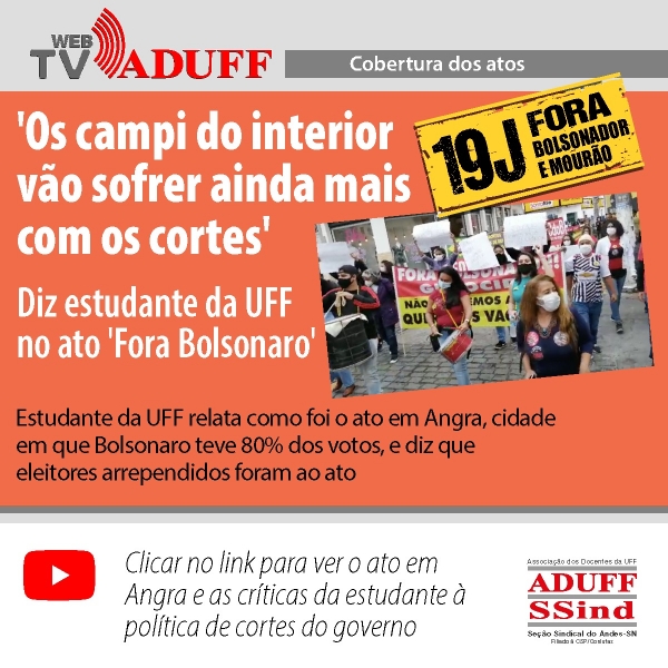 'Os campi do interior v&atilde;o sofrer ainda mais com os cortes', diz estudante no ato 'Fora Bolsonaro'