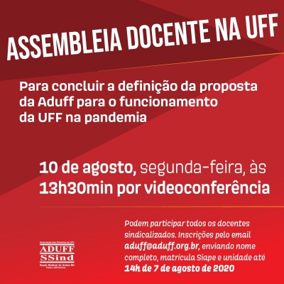 Nova assembleia concluir&aacute; proposta da Aduff para funcionamento da UFF na pandemia