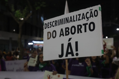 Detalhe do ato desta sexta-feira (8), no Centro do Rio